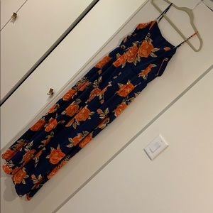 Wide leg floral jumpsuit